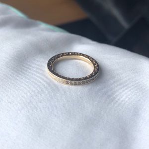 Pandora 14k gold+clear cz ring